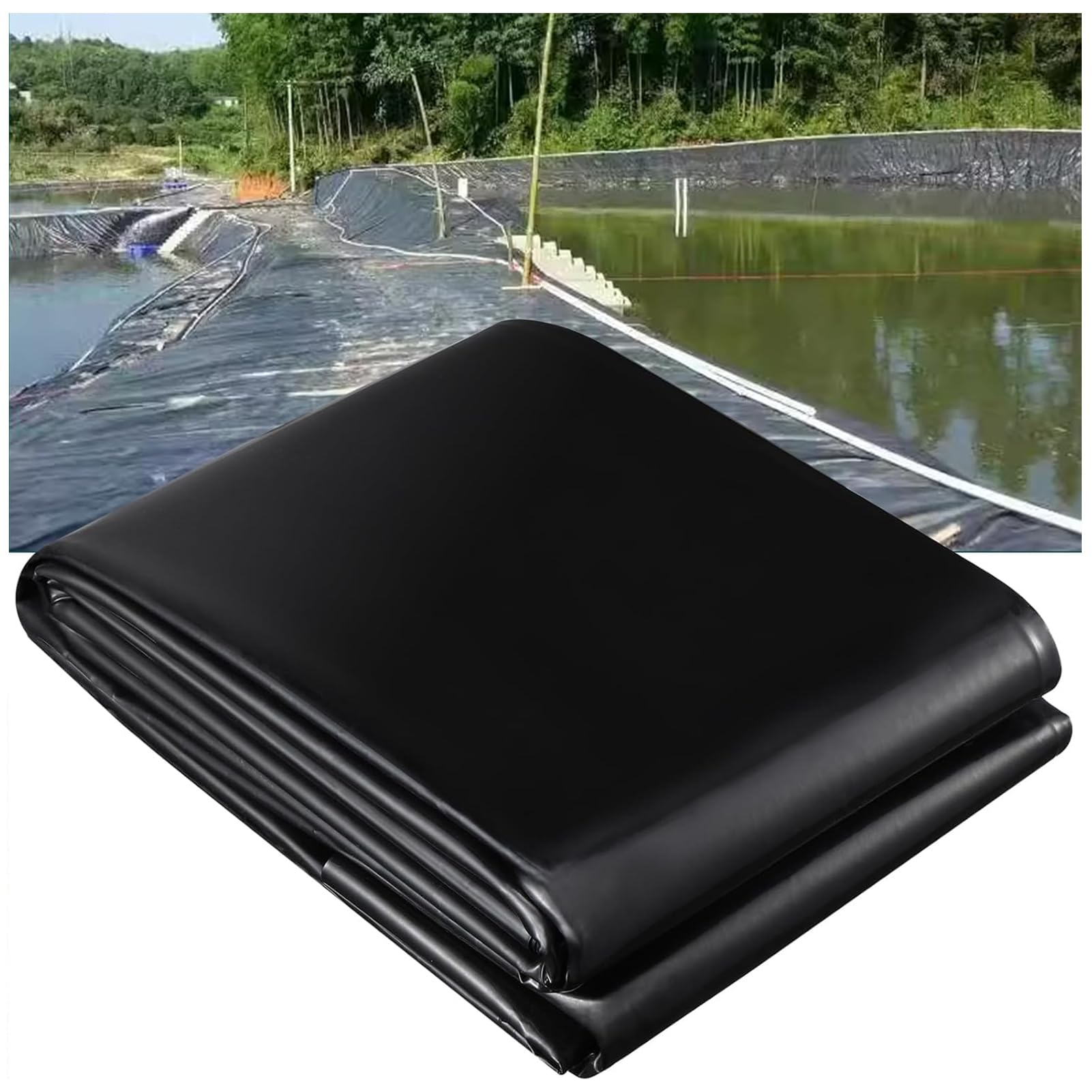 Revestimiento de Goma de Polietileno de Alta Densidad para estanques,Impermeable, para Jardines elevados, estanques y Fuentes,0.16mm,25x3m