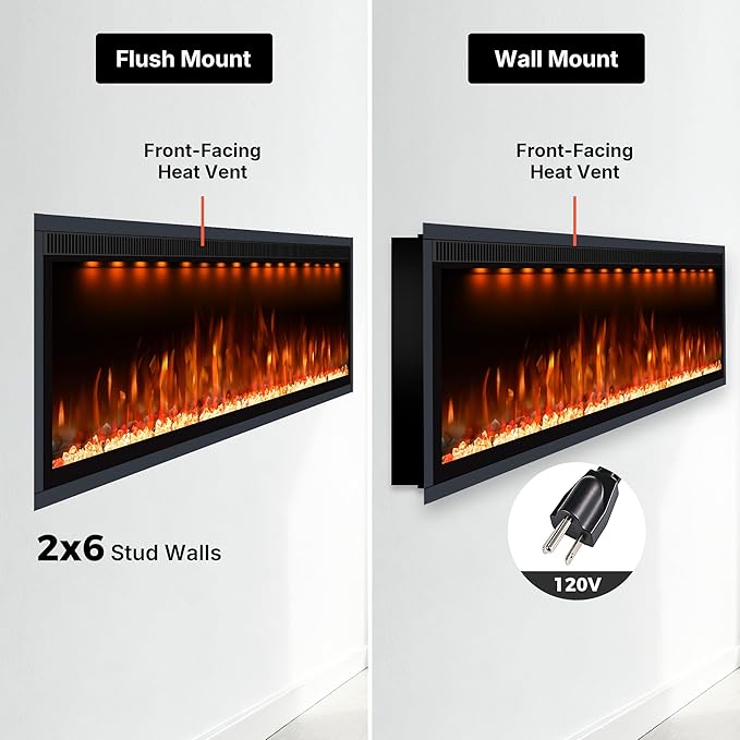 Chimenea Eléctrica Yacoiel 74 pulgadas Negro miniatura 6