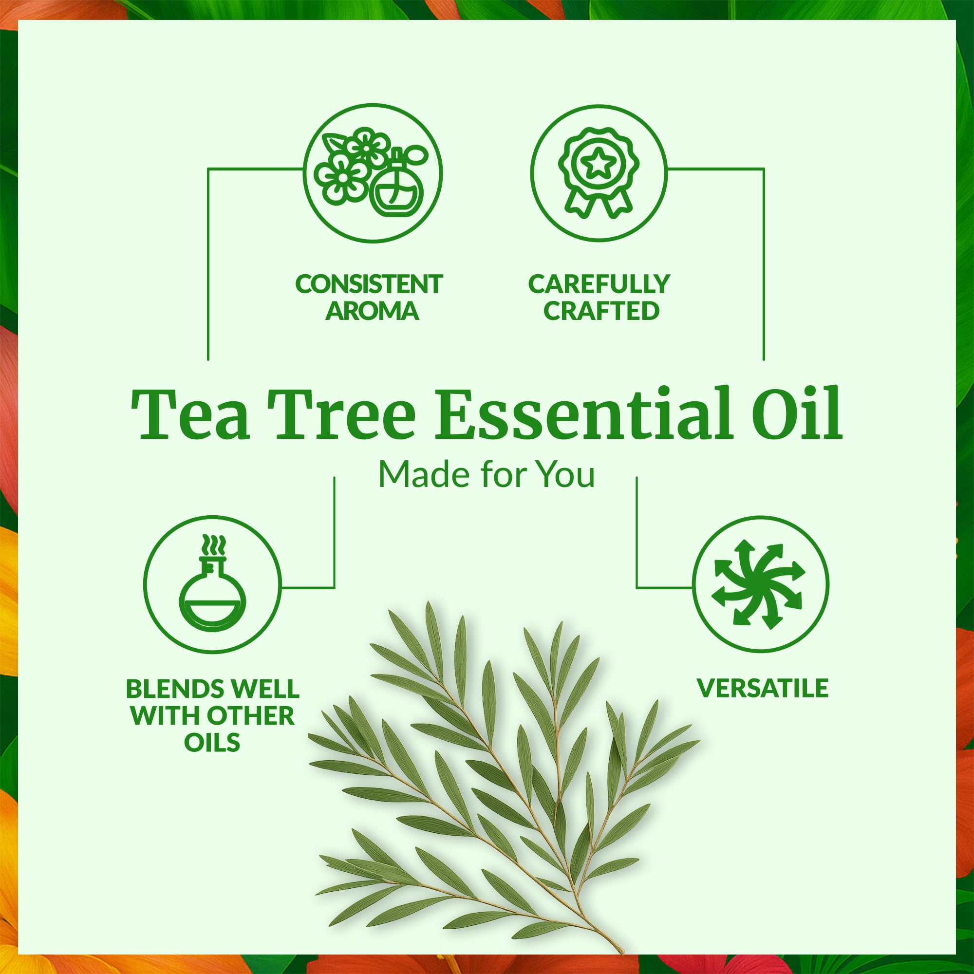 SVA ORGANICS Huile d'arbre à thé biologique 4 oz certifiée USDA avec compte-gouttes 100% pure, huile de qualité thérapeutique pour un teint clair, des cheveux doux, diffuseur d'aromathérapie