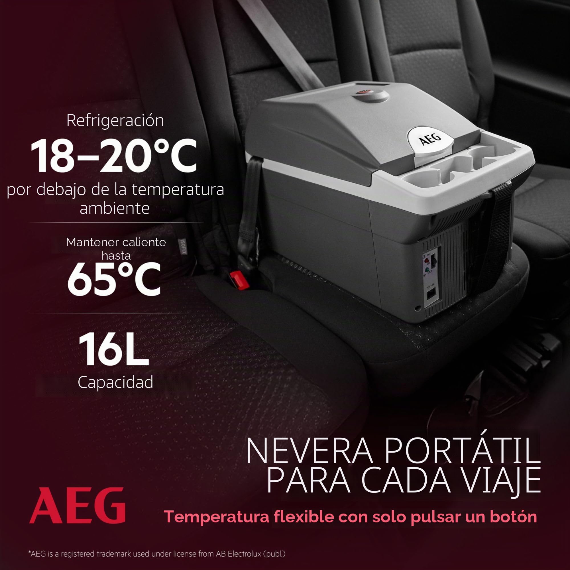 AEG Automotive Board-Bar BK 16 enfriador y calentador termoeléctrico 16 litros, 12 voltios para coche y enchufe, se puede conectar al coche