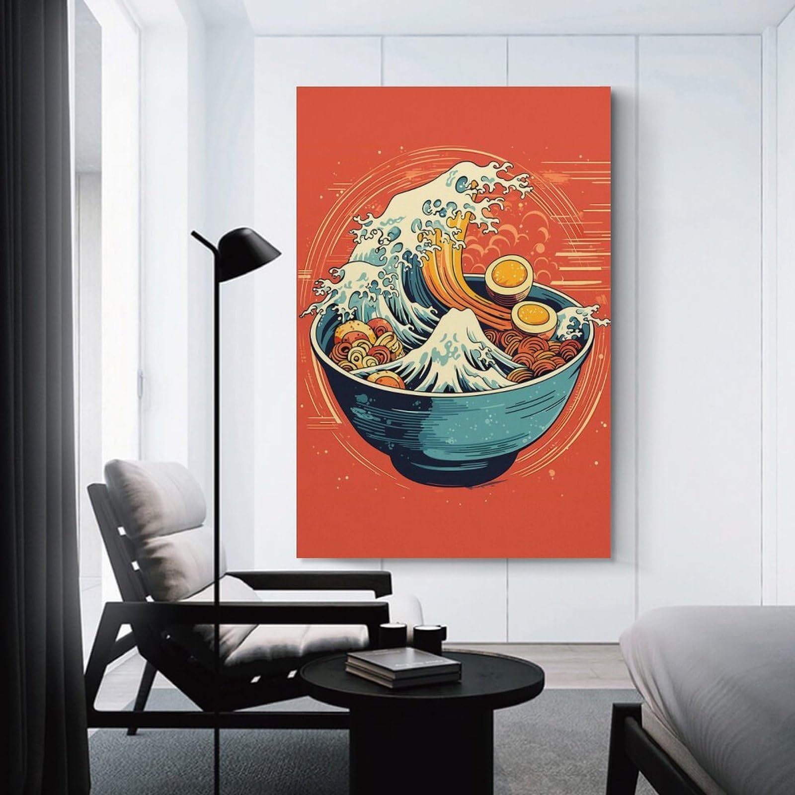 Junmoney Ramen Japanese Food Wall Decor Canvas Print, 20x30inch(50x75cm), for Wall Displays, Bedrooms Or Room Updates, Wall Decor Suited to Curated Displays