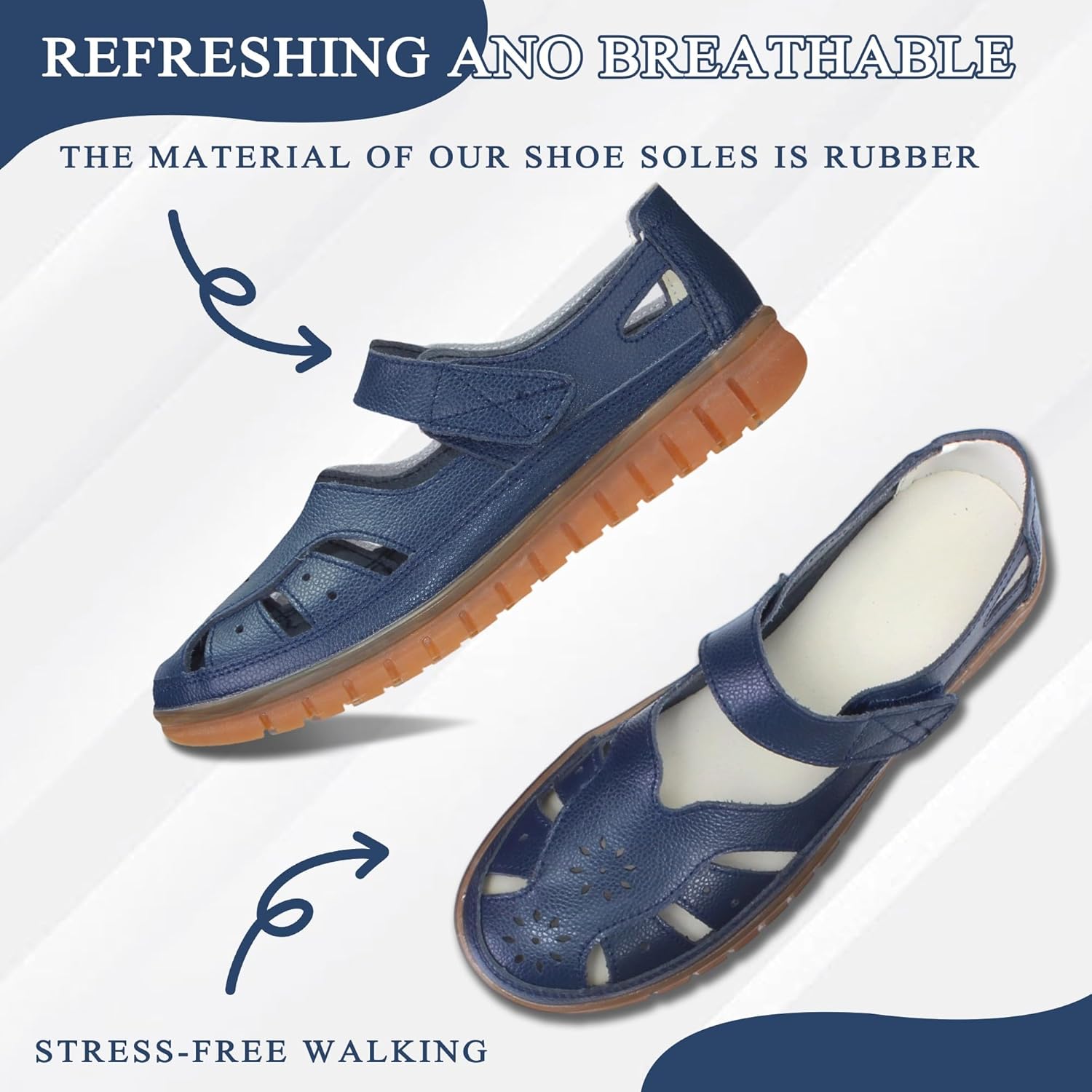 Women 's Classic Genuine Leather Casual Flat Sandal Closed Toe Fisherman Sandals Comfy Work Sandal Everyday Walking Shoe - Image 3