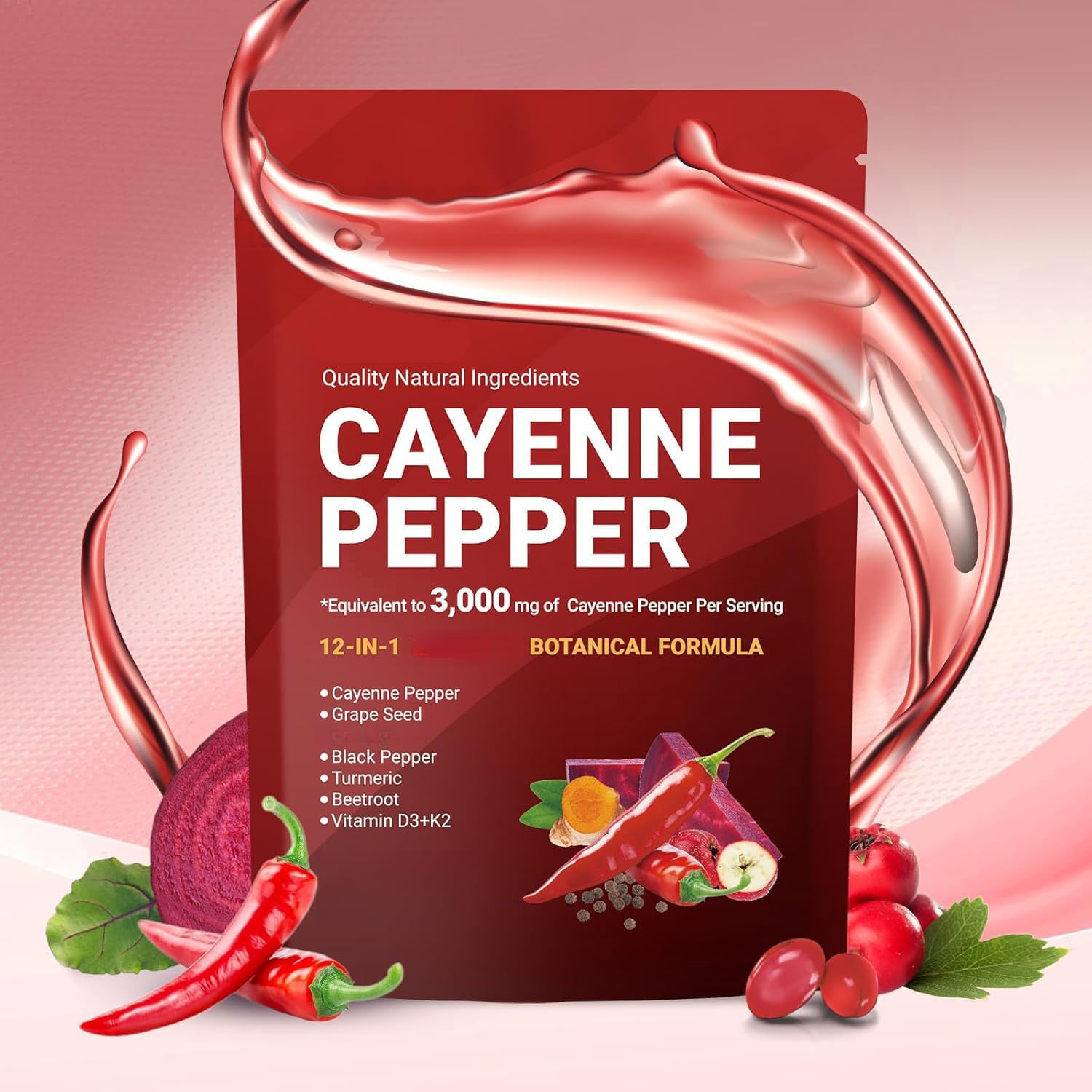 Capsaicin-Komplex, Mischung aus 12 Kräutern und Vitaminen, Unterstützung für tägliches Wohlbefinden & Körperform, glutenfrei, pflanzlich, vegetarisch