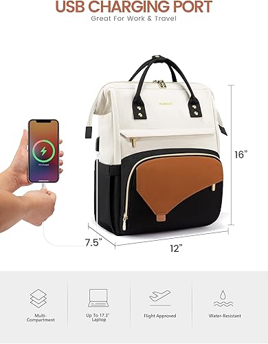 Miniatura 7 de LOVEVOOK - Mochila de computadora portátil para mujer, mochila de 17 pulgadas, para enfermeras, para trabajo, escuela, universidad, bolsas de viaje