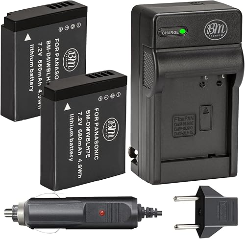 Big Mike's BM Premium - Paquete de 2 baterías y cargador DMW-BLH7 para Panasonic Lumix DC-GX850, DMC-LX10, DMC-LX15, DMC-GM1, DMC-GM1K, DMC-GM1KA,