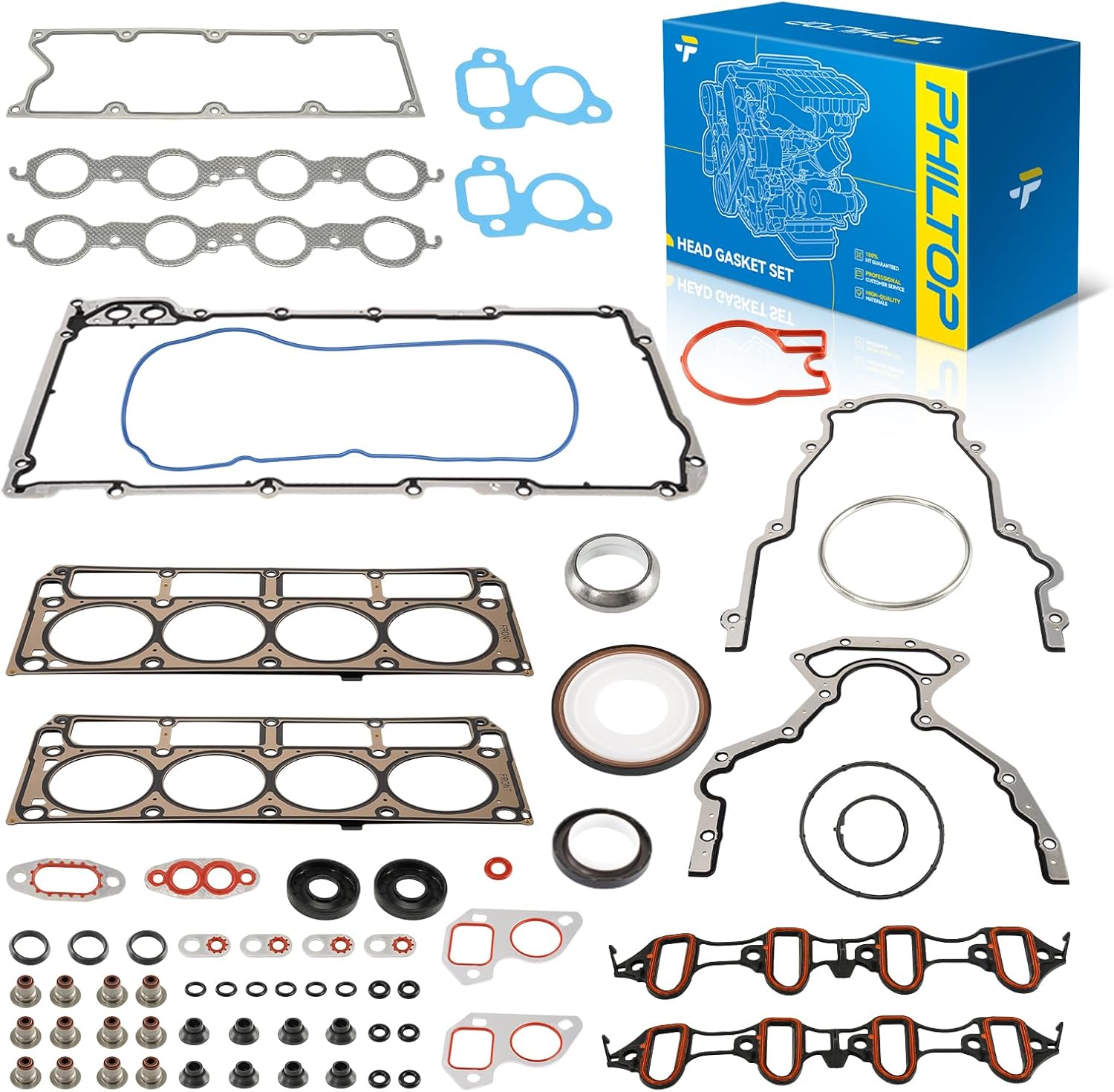 PHILTOP HS26191PT-1 Head Gasket Set Fit for Chevy Silverado 1500 Classic Tahoe Suburban 1500 Avalanche Express, GMC Sierra Yukon XL 1500 Savana, for 4.8L 5.3L Engine Cyliner Head Gasket Kit
