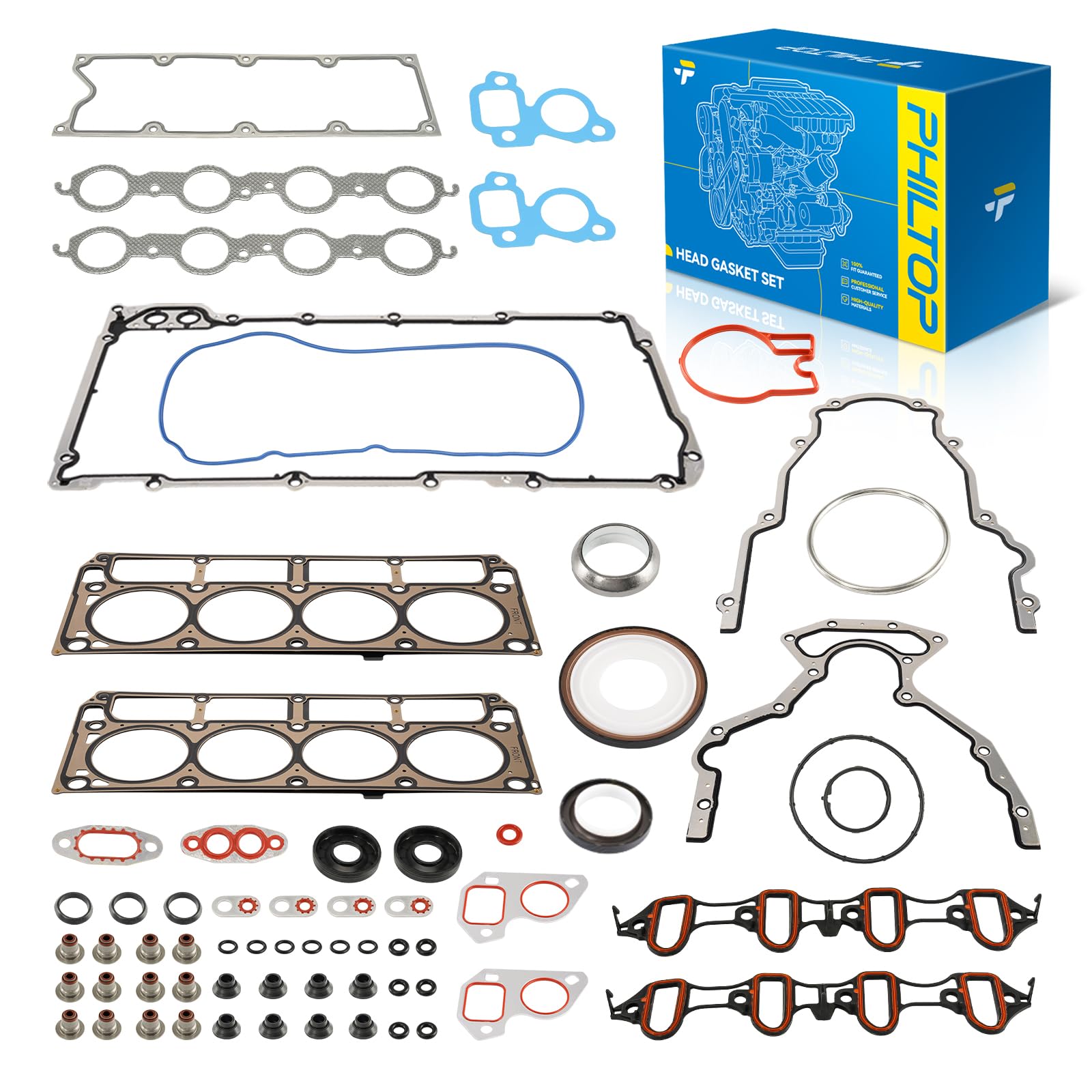 PHILTOP Head Gasket Set for Silverado 1500/Sierra 1500 2002-2006 4.8L/5.3L | For Chevy Tahoe Suburban Avalanche 1500 Silverado 1500 Classic Express 2500, GMC Yukon XL 1500, 5.3L 4.8L, OE# HS26191PT