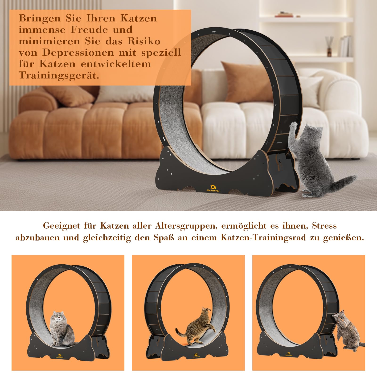 Naviconvex Cat Exercise Wheel, Super Quiet Cat Exercise Wheel for