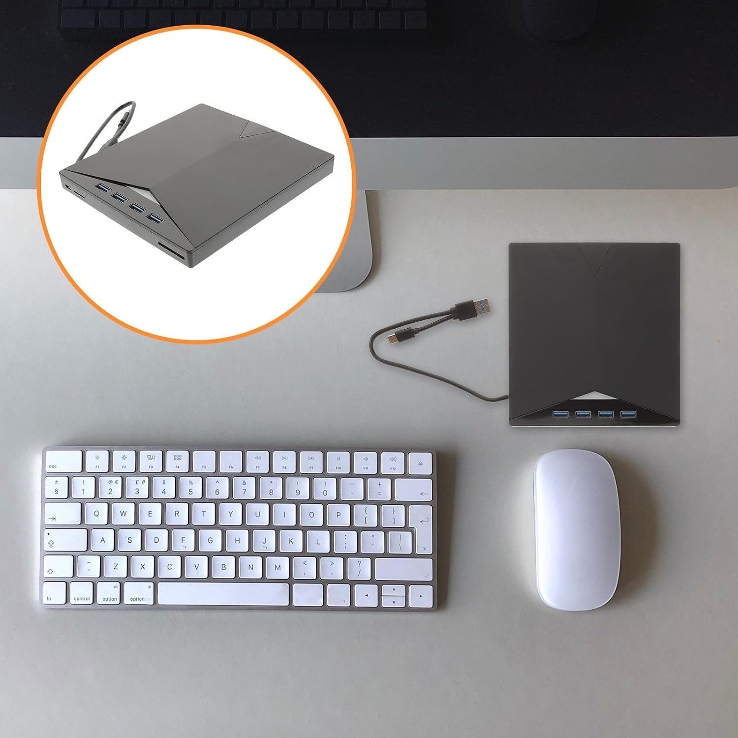 Portable USB CD DVD Drive External Burner with Memory Card Slot, Plastic Ultra DVD Writer Compatible with Laptops and Desktops, External Optical Drive for Notebook and Desktop Use