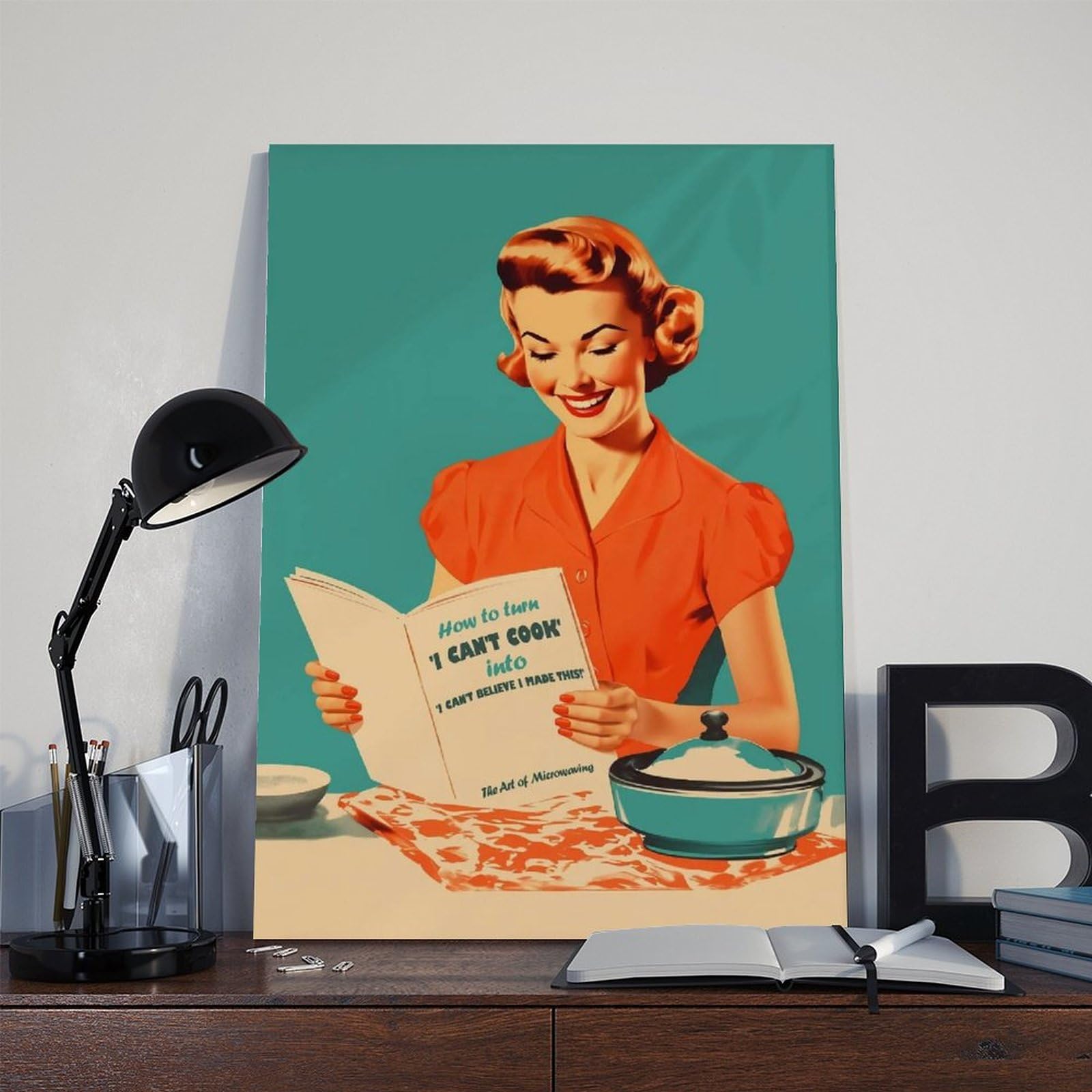 Leinwandposter im Retro-Stil der 50er-60er-Jahre, Motiv: Can't Cook auf Leinwand, Schlafzimmer, Landschaft, Büro, Raumdekoration, Geschenk, 60 x 90 cm