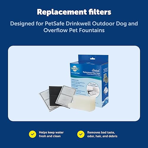 Vista 5 de PetSafe Drinkwell Replacement Filter Pack for Outdoor Dog Water Fountain, 3 Carbon Filters & 1 Foam Filter