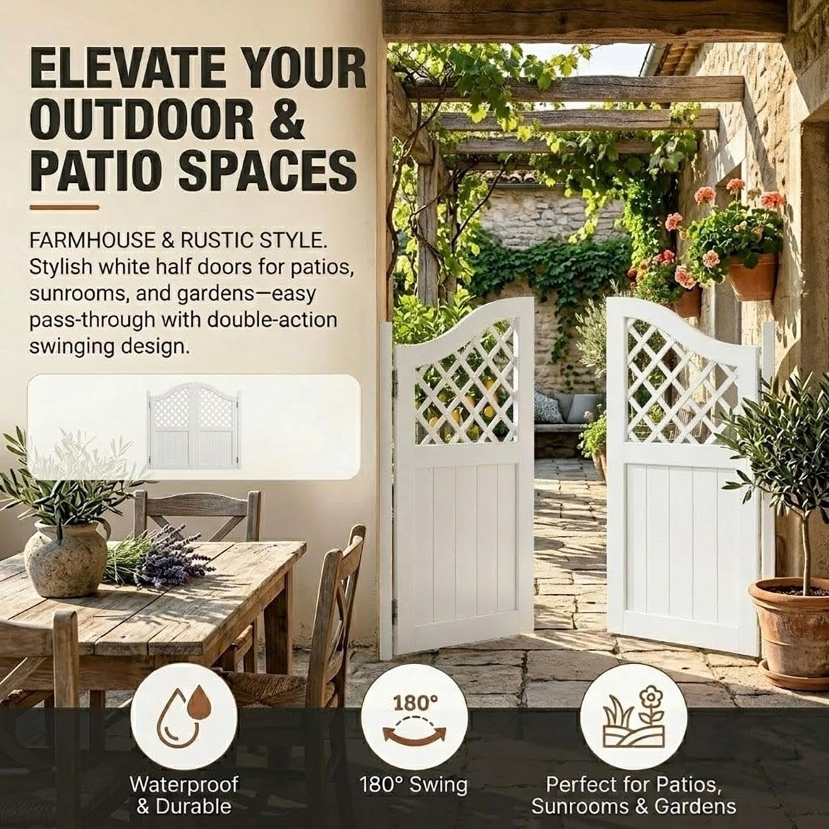 Portes battantes de saloon, Porte de Saloon en bois massif, 70-150cm large