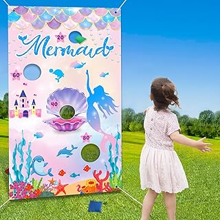 iPartycool Mermaid Toss Game, Mermaid Birthday Party Games, Mermaid Bean Bag Toss Games, Mermaid Party Supplies, Mermaid B...