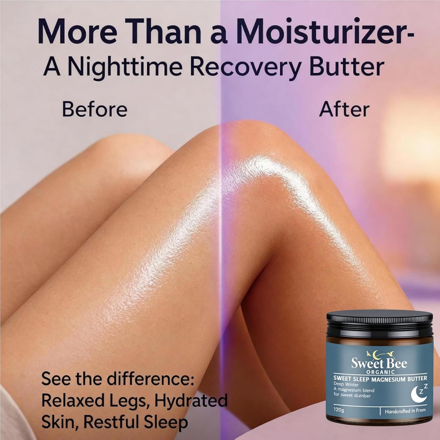 Magnesium Butter, Nighttime Magnesium Cream for Sleep with Shea & Mango Butter, Arnica & Essential Oils, Original Lavender