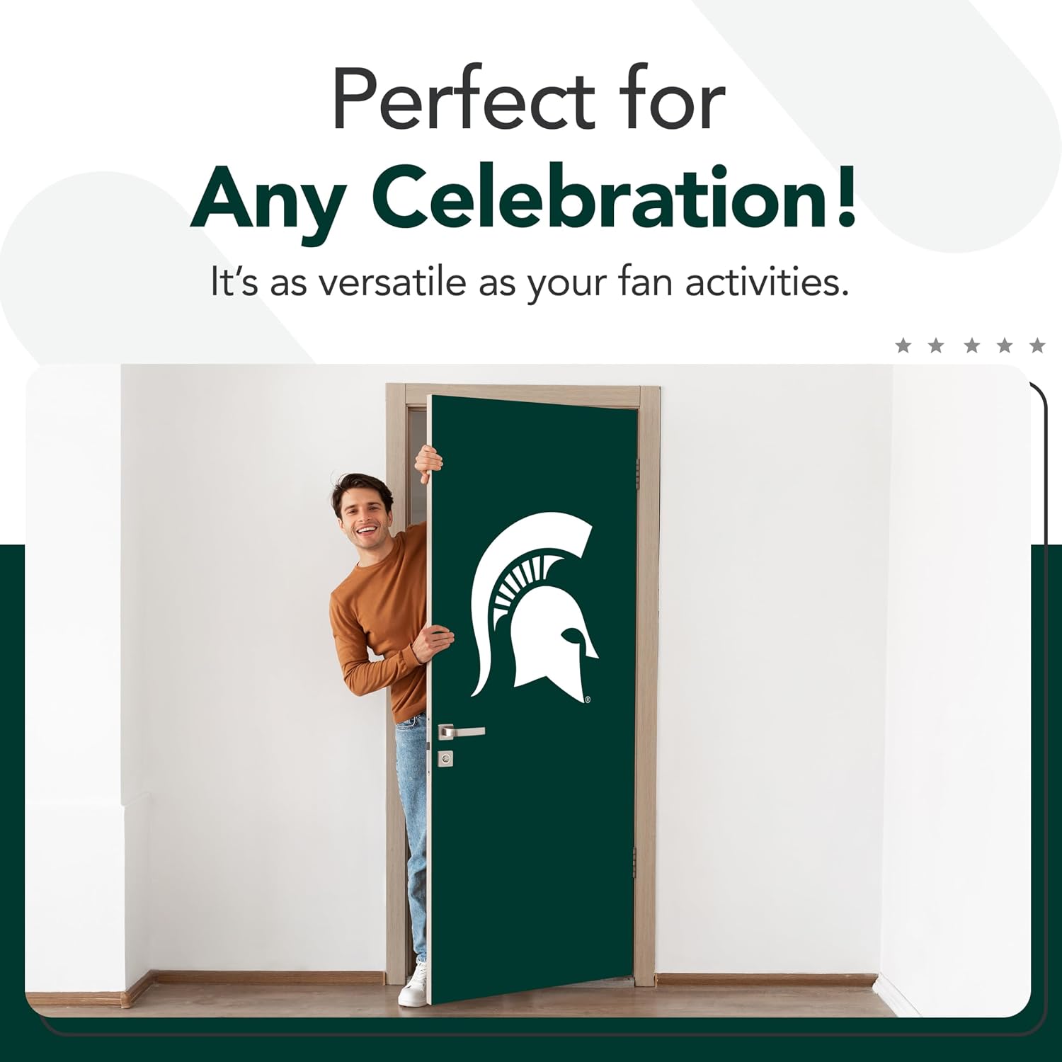 Michigan State Spartans College Sports Printed Front Door Banner - NCAA Licensed - Durable Vinyl - School Banner (Green, White) (36" x 80")