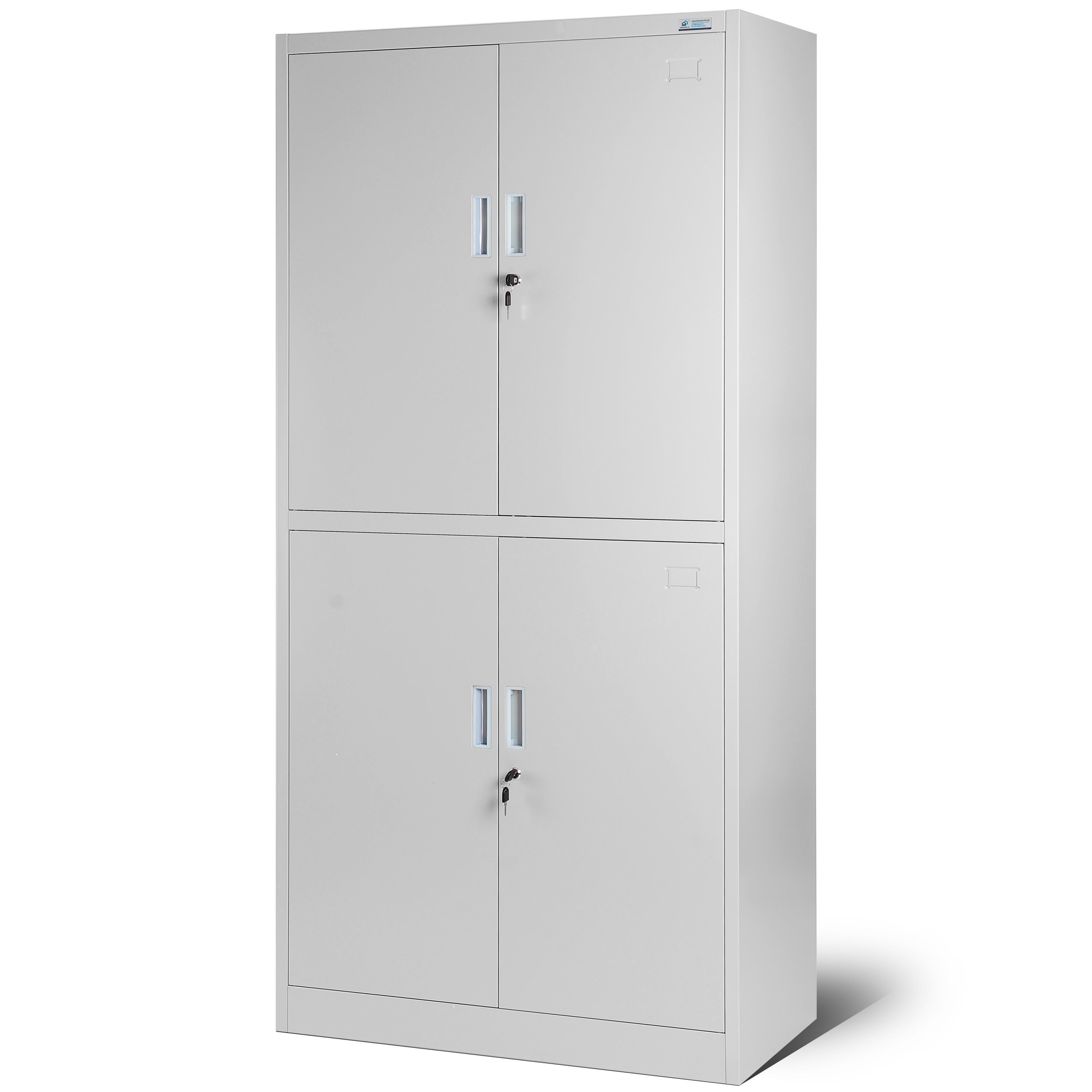 Jan Nowak Büroschrank C004 Aktenschrank mit 2 Abteilen abschließbar Mehrzweckschrank Aufbewahrungsschrank Stahlblech Flügeltüren Pulverbeschichtung 185 cm x 90 cm x 40 cm (Grau)