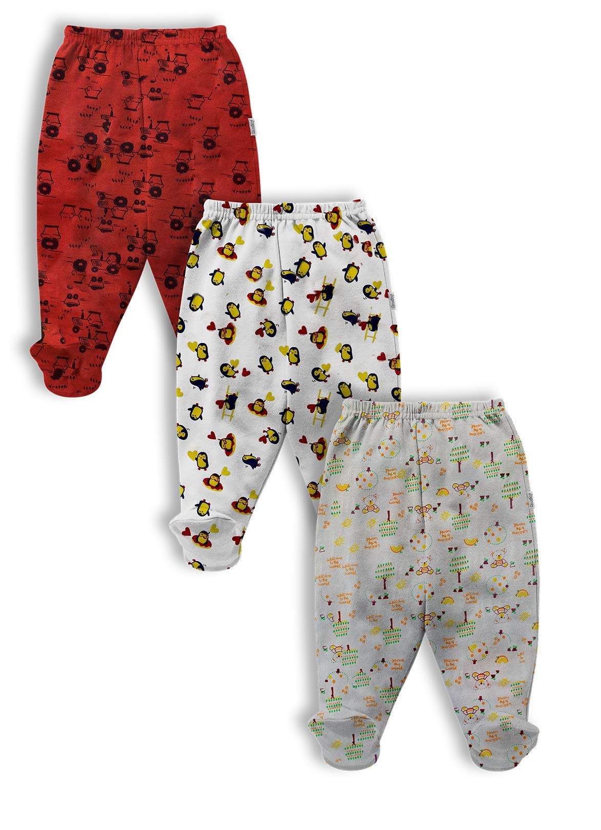 Tinchuk NammaBaby Pajama Leggings with Booties for New Born- Set of 3 (0-3