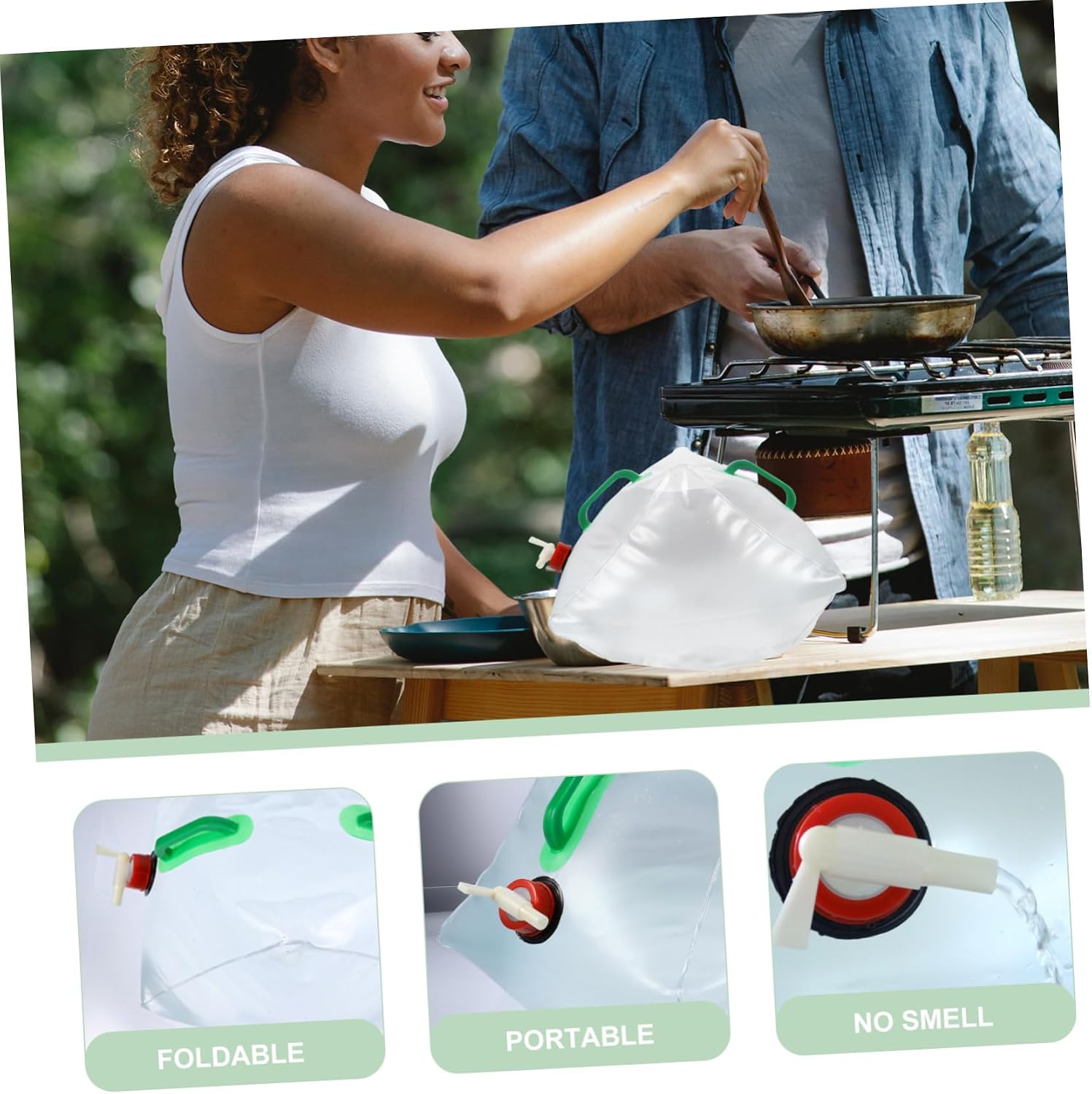 2pcs Portable Outdoor Collapsible Water Storage Bags 20l PVC Double Handle Camping Hiking Water Carrier Containers