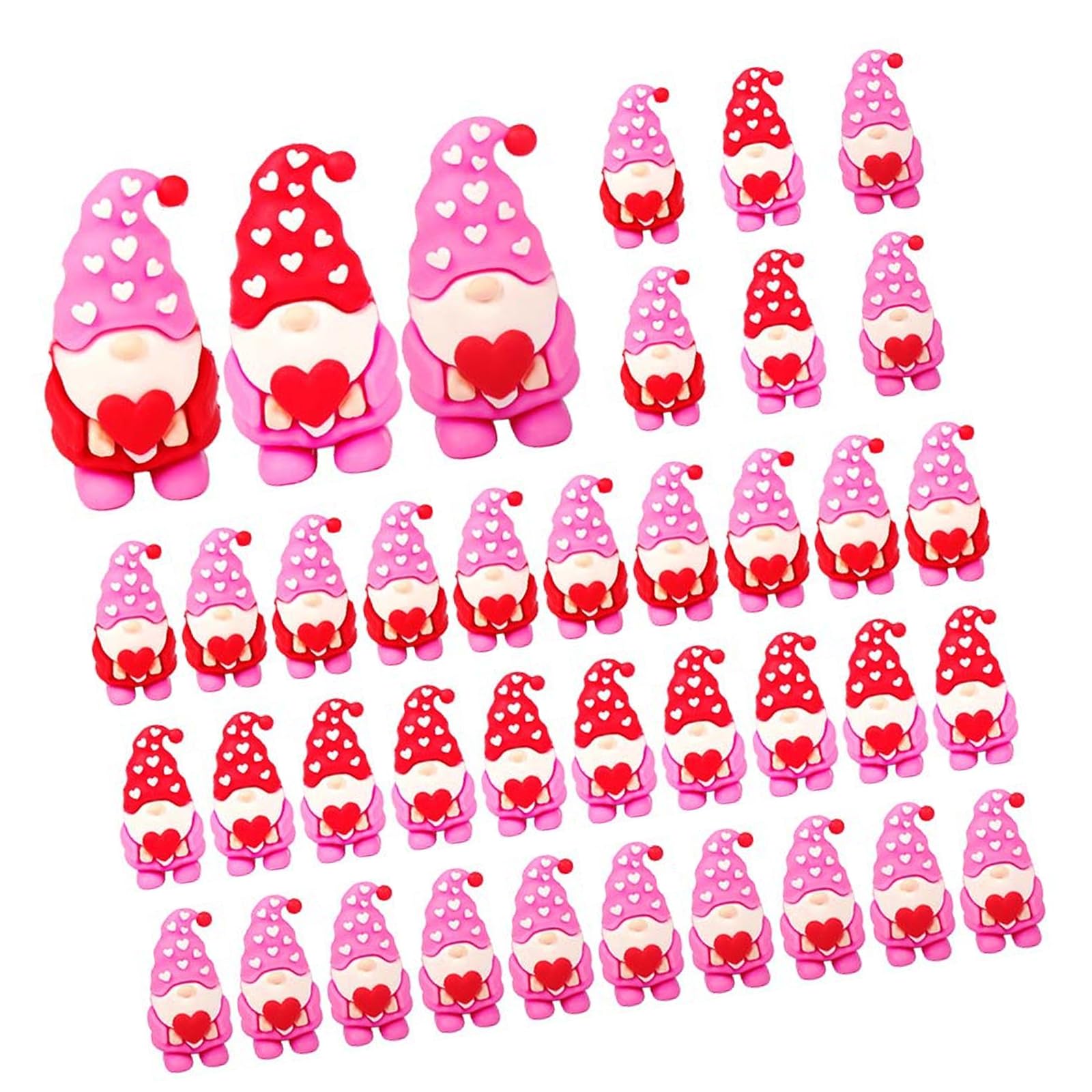 sodeber Miniature Valentines Gnomes Figurines to Hide Small Love Heart Ornaments Decors Tiny Dwarf Wedding Decors PVC Figurines