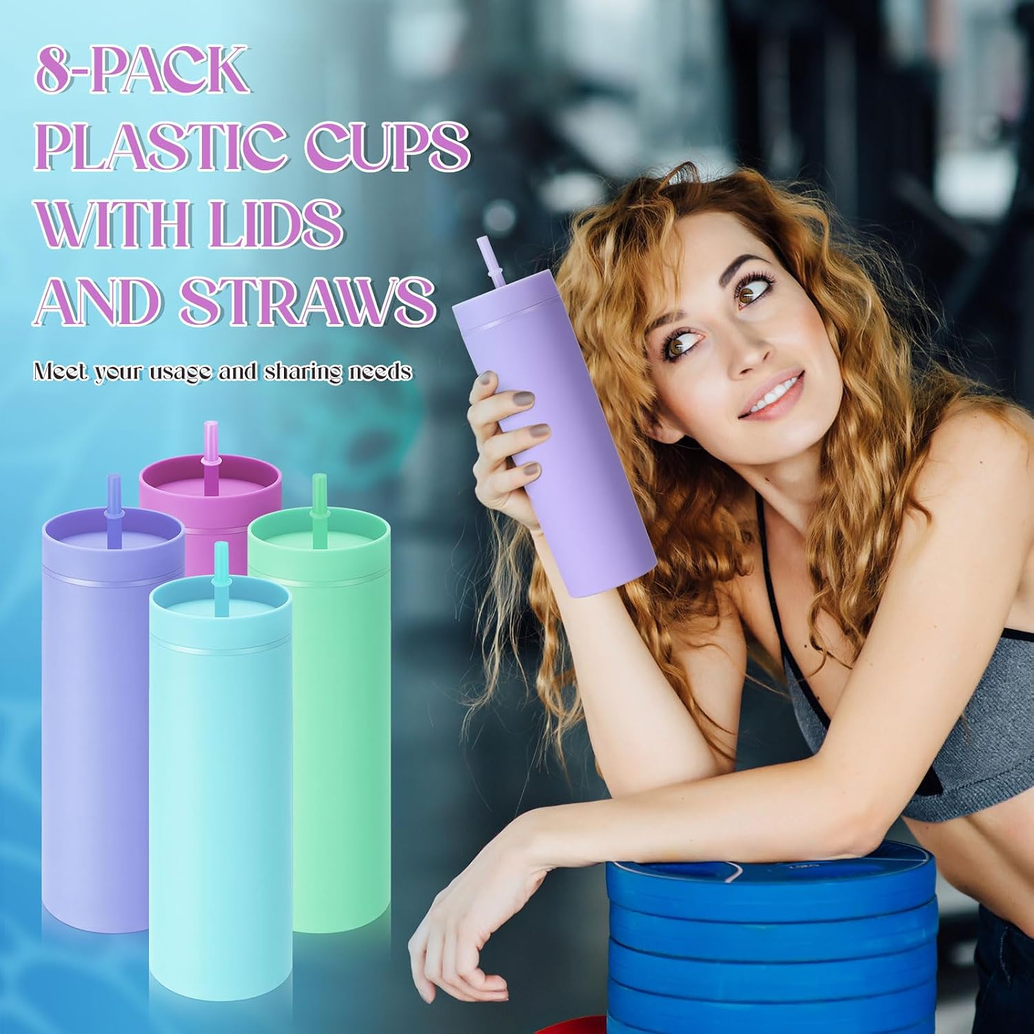 Baderke 8 Pack 16 oz Skinny Tumblers Bulk with Lid and Straw, Light Green image 4