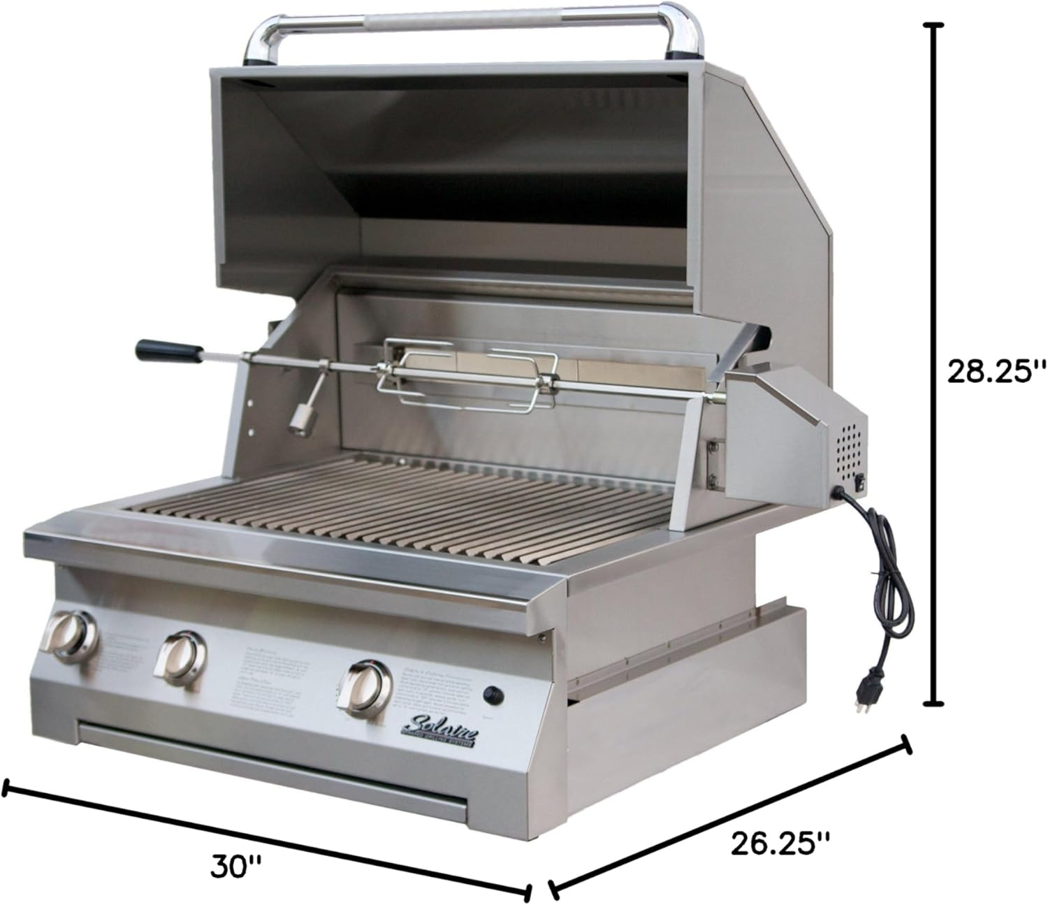 Solaire 30-Inch InfraVection Natural Gas Built-In Grill with Rotisserie Kit, Stainless Steel