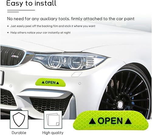 Miniatura 5 de 4 calcomanías reflectantes de seguridad para puerta de automóvil, visibilidad nocturna, logotipos de advertencia de seguridad automática, tira