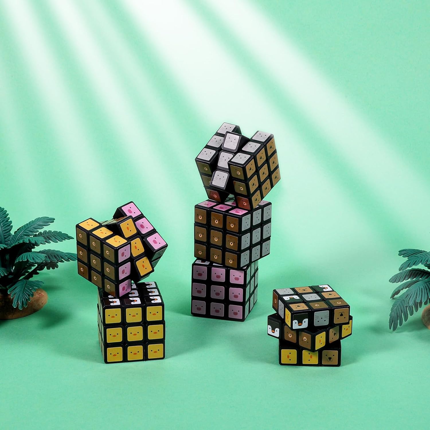 24 Pack Animals Mini Cube Bulk, 1.18 Inch 3x3x3 Small Puzzle Cubes Set, Animal Themed Birthday Party Favors, Classroom Rewards Prizes, Stocking Stuffers, Easter Basket Fillers for Kids