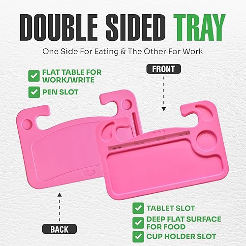 Miniatura 45 de lebogner Bandeja para volante, bandeja de automóvil para comer, escritorio con gancho para alimentos, laptop y accesorios de automóvil, artículos