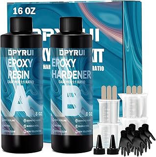 16OZ Epoxy Resin Kit-Crystal Clear and Hardener Epoxy Resin kit,No Yellowing, No Bubbles for Jewelry Making Molds Crafts DIY 1:1 Ratio(8OZx2