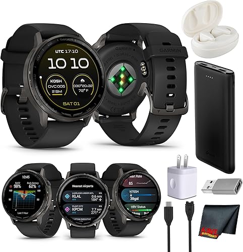 Garmin Reloj inteligente de aviación D2 Air X15 de 1.772 in, bisel de acero inoxidable, banda de silicona negra, pantalla AMOLED, navegación directa