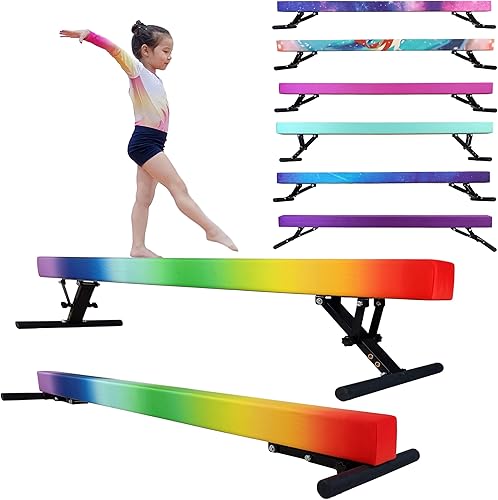 Viga de equilibrio ajustable para niños, haz de gimnasia de 8 pies de todos los niveles de gimnasia, vigas de piso alto y bajo, altura ajustable,