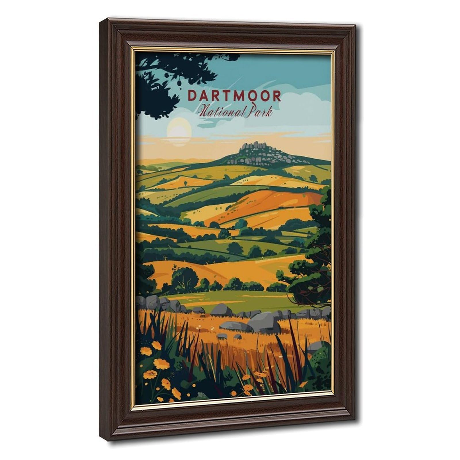 Bareronor Mokume Gane Frame-Style Dartmoor Canvas Poster For Office Decor Gift