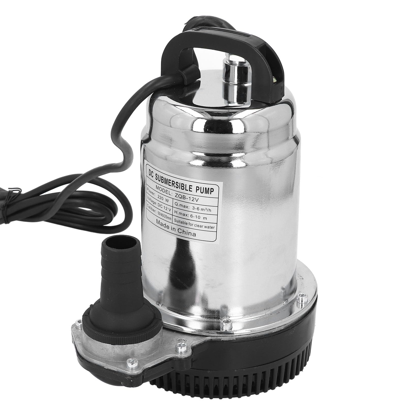 Bomba Sumergible de CC, Potente Bomba de Flujo de Agua de Alta Elevación de 220W para Jardines, Estanques, Acuicultura, Acero Inoxidable