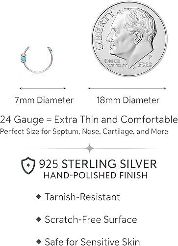 Miniatura 2 de Cuentas de anillo de nariz falsas Turquoise Bead Silver