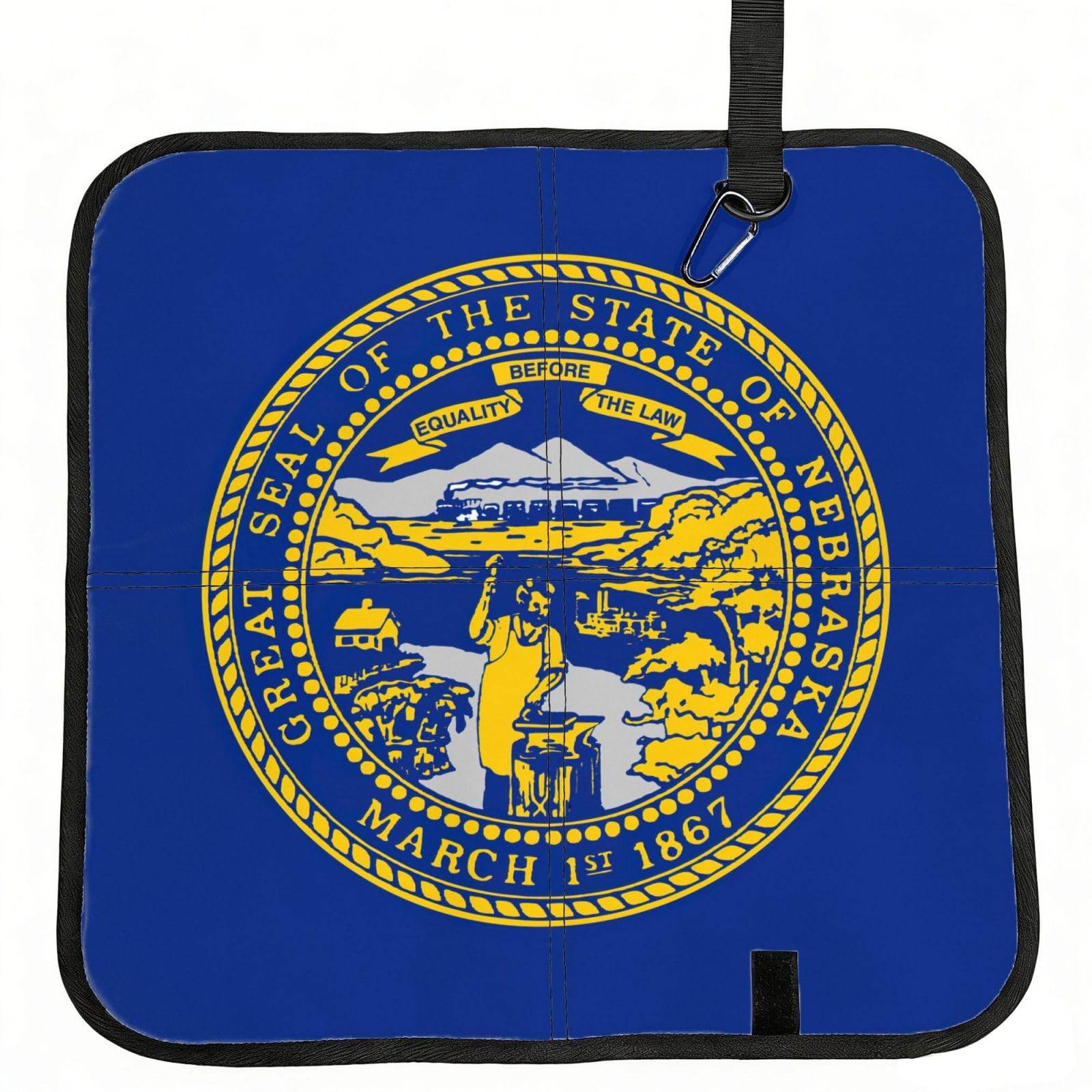 bghdfa Nebraska Flag Print Outdoor Sitting Mat Waterproof Oxford Cloth Seat Cushion Folding Foam Camping Seat For Picnic