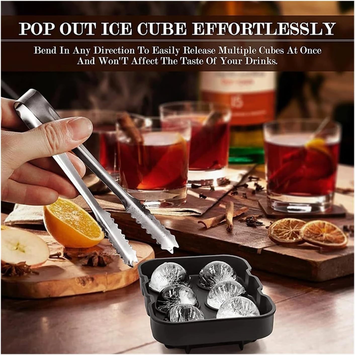 Large Ice Cube Trays Silicone Molds For Freezer With Lid Reusable Whiskey Mold Ball Diamond JT08(Diamonds-250714-12)