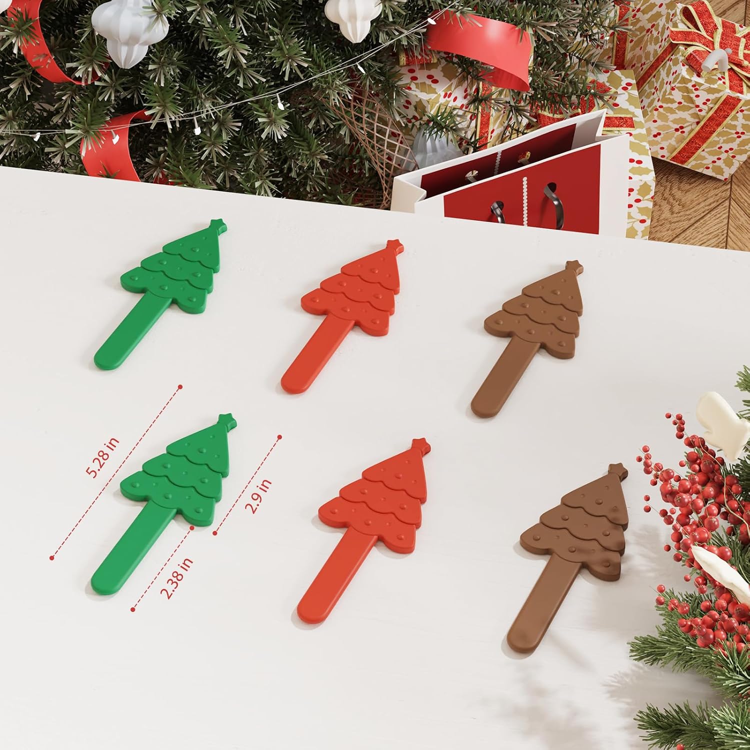 Freewindo 4 Pack Christmas Stocking Holders for Mantle, Silicone-Coated Flexible Bending Metal Garland Hangers for Mantle, Stocking Hangers Garland Hooks for Christmas Decorations (Green)