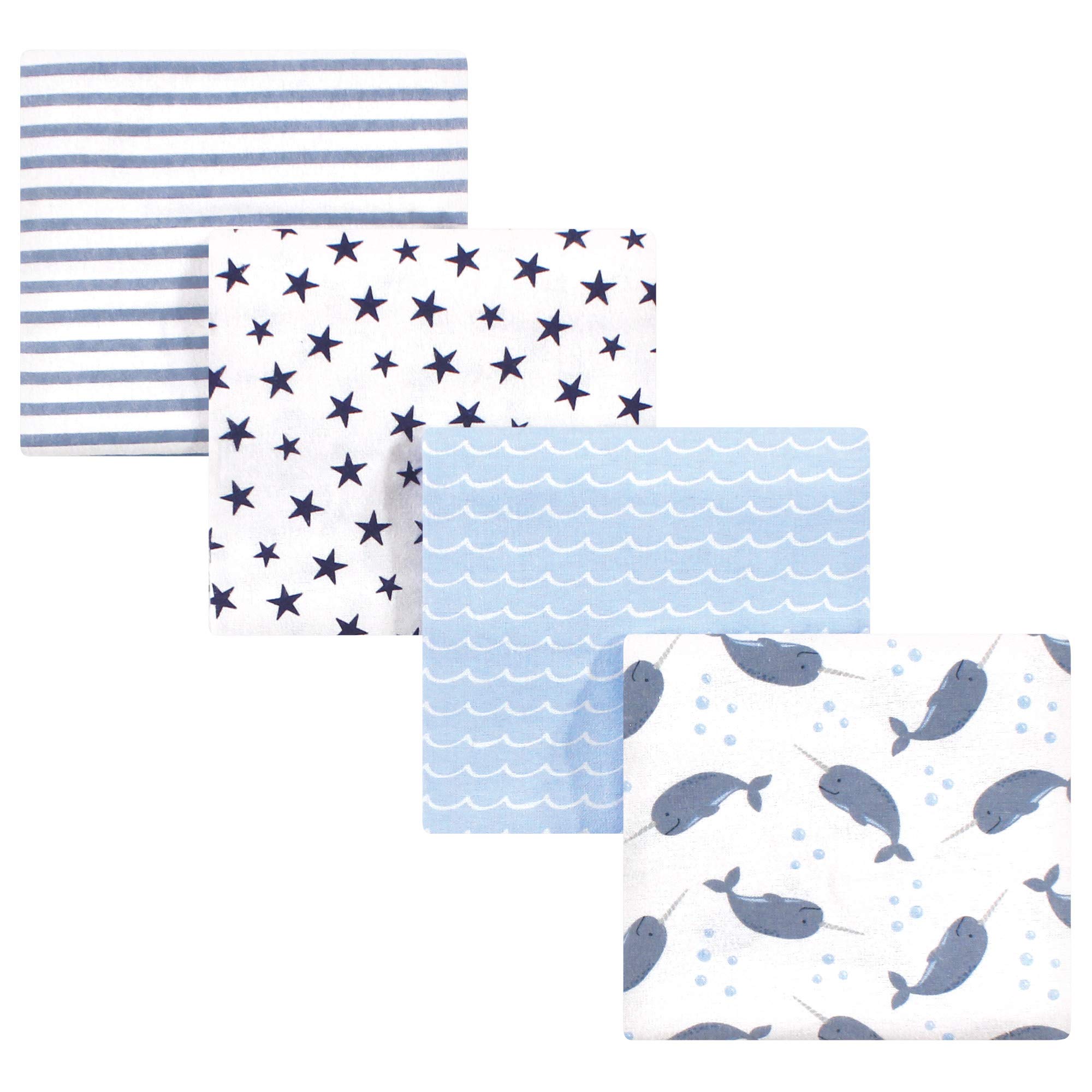 Hudson Baby Unisex Baby Cotton Flannel Receiving Blankets, Narwhal, One Size