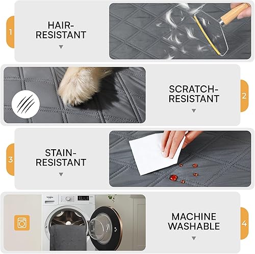 Miniatura 4 de Luciphia Funda de sofá 100% impermeable para perros, antideslizante, protector de sofá para mascotas, tapete de sofá, cachorro y gato, con parte