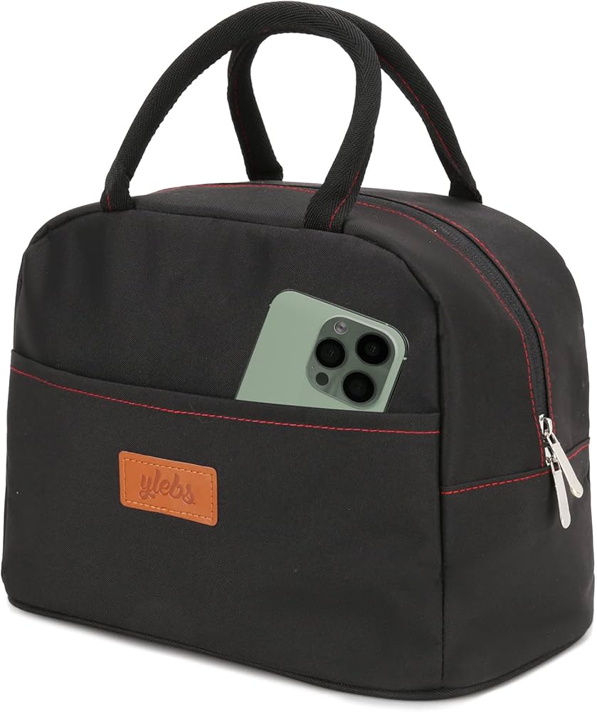 Ylebs Lunch Bag for Women Insulated Lunch Box,Black Adult Reusable