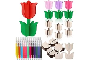 24 Pack Unfinished Wooden Tulip Cutouts for DIY Painting