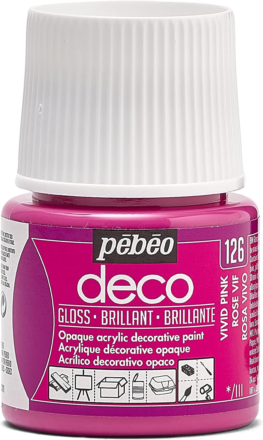 Pebeo 45ml Deco Br, Acrylic, Bright pink, 7 x 4.5 x 4.5 cm