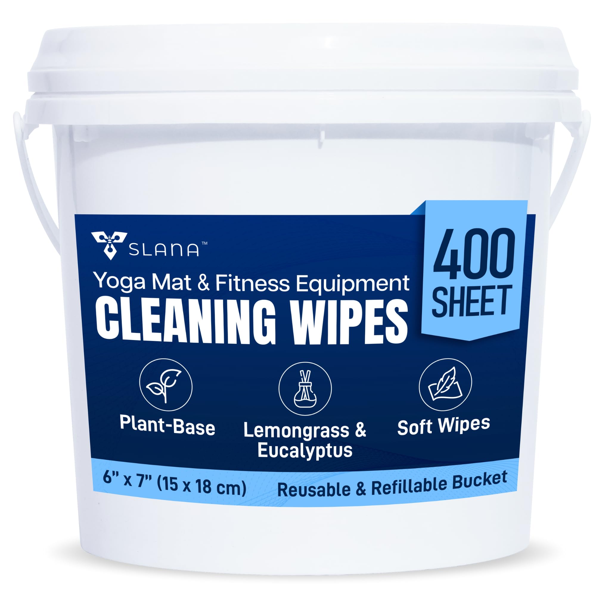 Salviette da palestra a base vegetale (400 pezzi) – Grandi 15,2 x 17,8 cm per la pulizia di attrezzature da fitness, salviettine detergenti per tappetino da yoga, citronella, senza residui