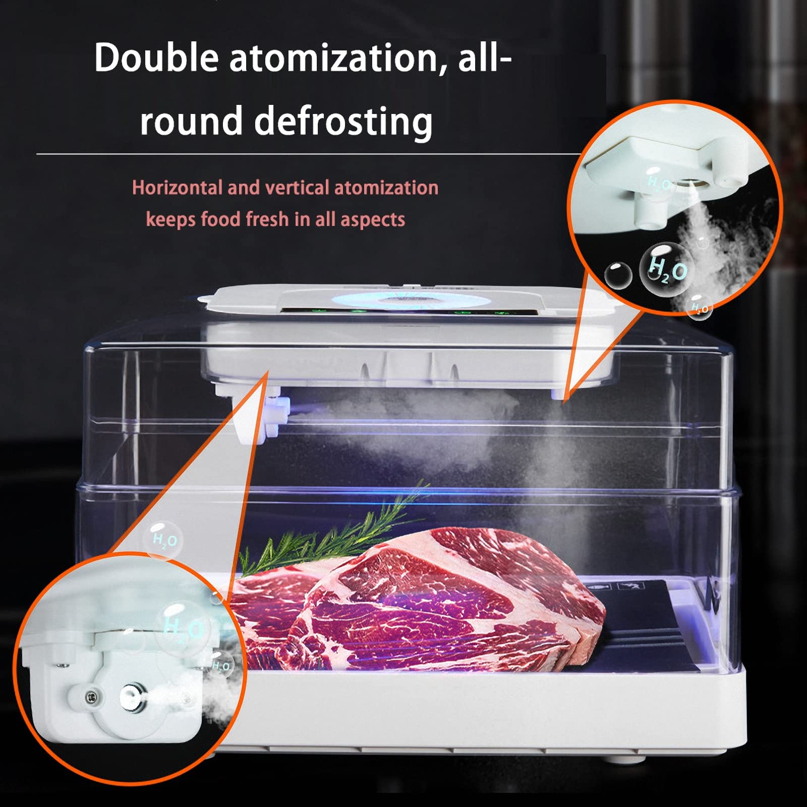 Thermo-Auftauplatte für Gefrorene Rindersteaks, schnelles Auftauen mit konstanter Temperatur für den Haushalt, Lebensmittel-Auftaugerät mit 4 Kaltlichtern, weiß, 30 x 25 cm