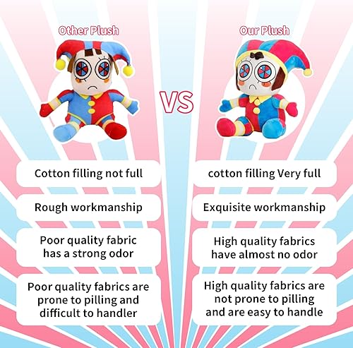 Miniatura 4 de GCOUU 50 calcomanías + 1 pieza de peluche The Amazing Digital Clrcus - Pomni sentado - Regalo para fanáticos de la televisión para niños y adultos -