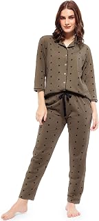 ZEYO Women's Cotton Heart Printed Night Suit Set of Shirt & Pajama Set 51522 (Available in Plus Size) Price In India