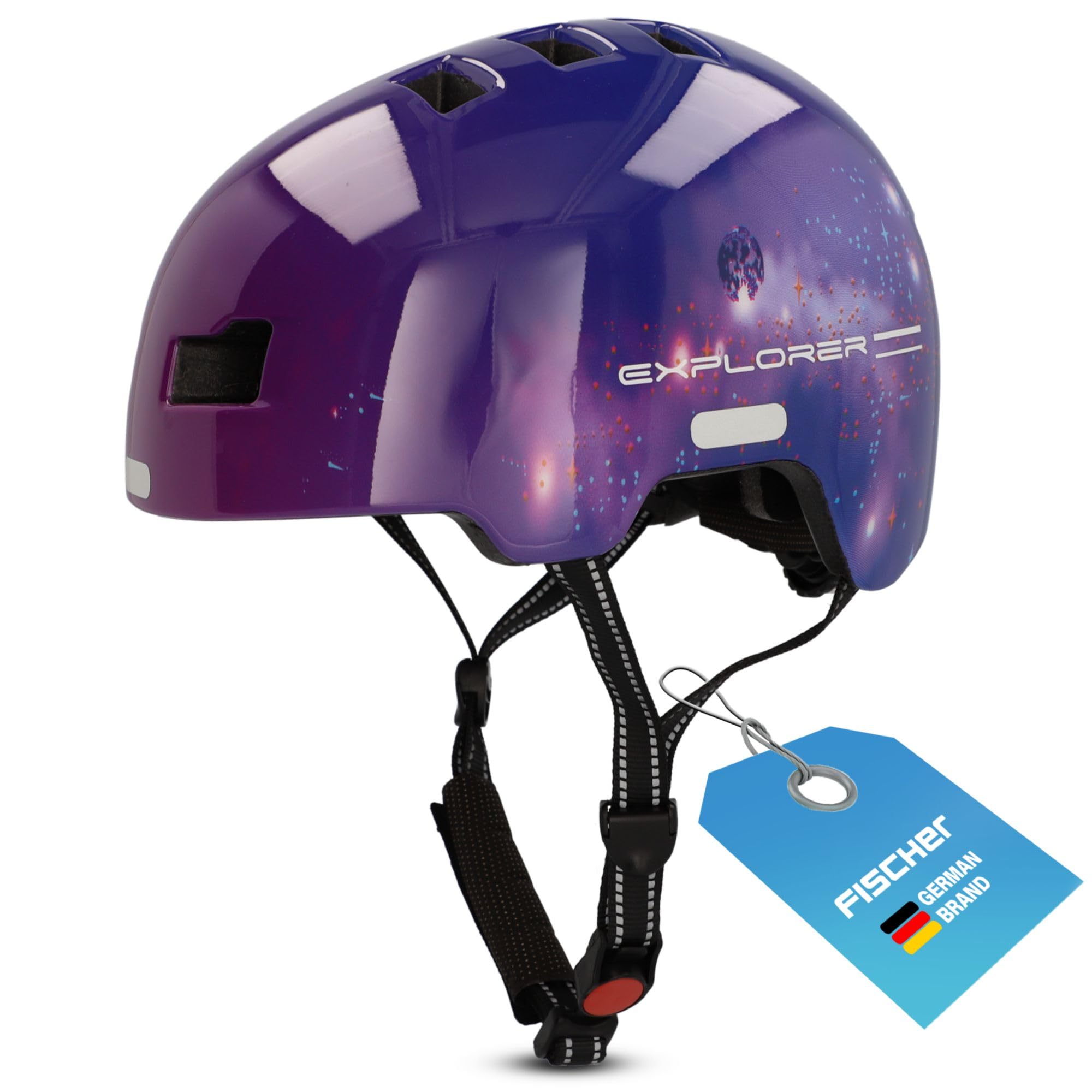 FISCHER Casco da bicicletta unisex per ragazzi BMX Explorer S/M, nero, taglia unica