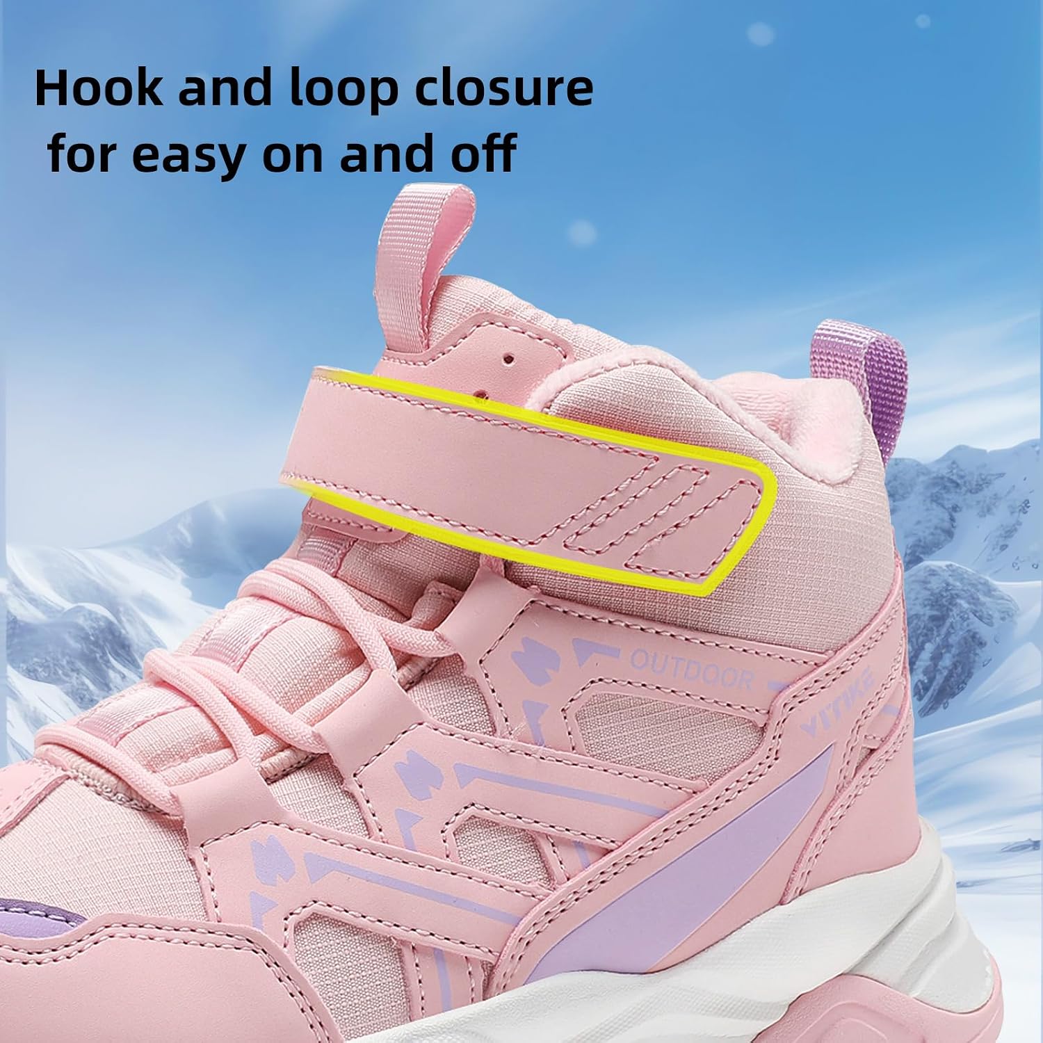 JMFCHI Kids Winter Hiking Shoes Boys Girls Warm Non-Slip Sole Snow Boots image 2