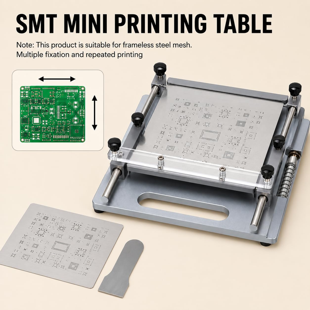 Ręczna drukarka szablonowa PCB 150 x 150 mm z regulowanym wyrównaniem do drukowania pasty lutowniczej, prototypowania SMT i prac laboratoryjnych