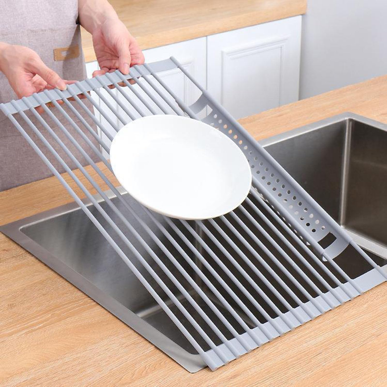 Składany ociekacz kuchenny Stal nierdzewna Materiał bezpieczeństwa klasy spożywczej Nadaje się do przyborów kuchennych Owoce i warzywa itp. (Stainless Steel)